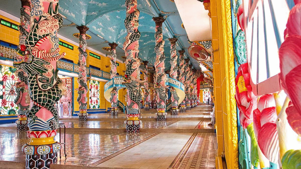 Inside Cao Dai Temple